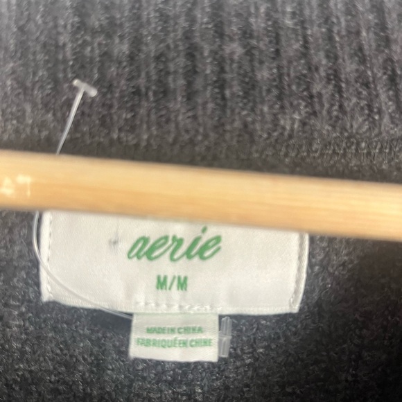 Aerie Women's CozyUp Ribbed Charcoal Sweater medium - Picture 2 of 7